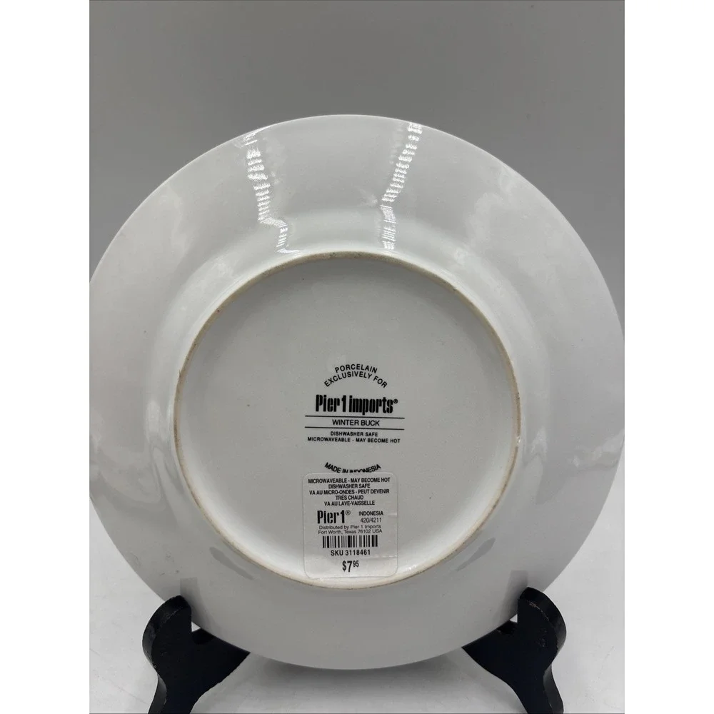 PIER 1 Imports Deer Stag  Decorative Holiday Decor Plate Dish 8.5
